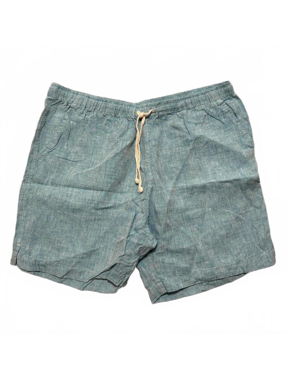 Alex Crane Men's XL Blue Linen Drawstring Shorts Casual Beach Resort